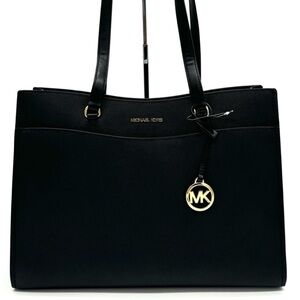 Michael Kors Large MF Pocket Shoulder Tote Bag Black/Gold